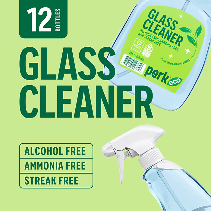Perk Eco Glass Cleaning Spray, Citrus, 32 oz, 12/Case