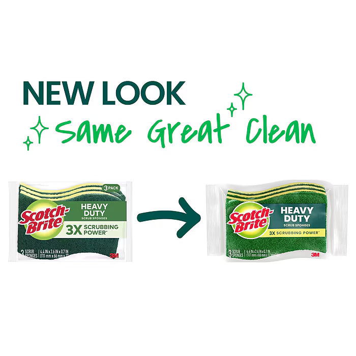 Scotch-Brite Heavy Duty Sponge with Scrubber, Green/Yellow, 6/Pack