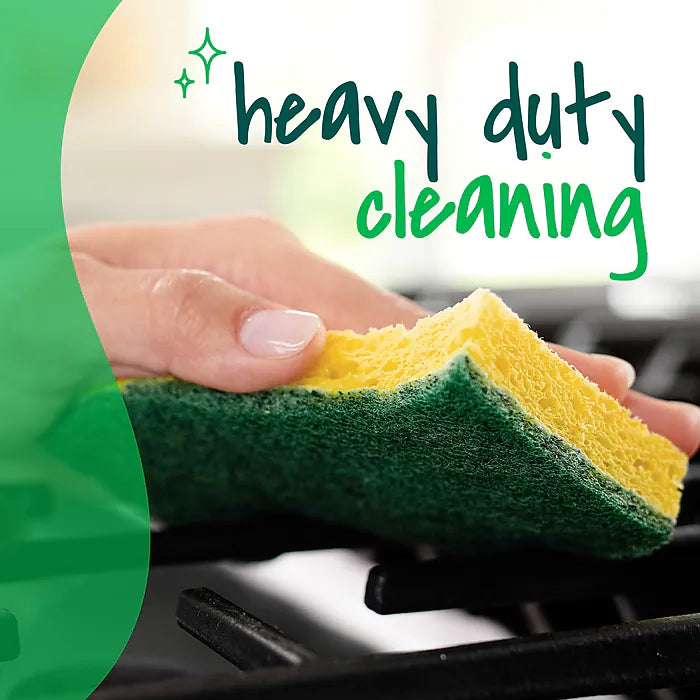 Scotch-Brite Heavy Duty Sponge with Scrubber, Green/Yellow, 6/Pack