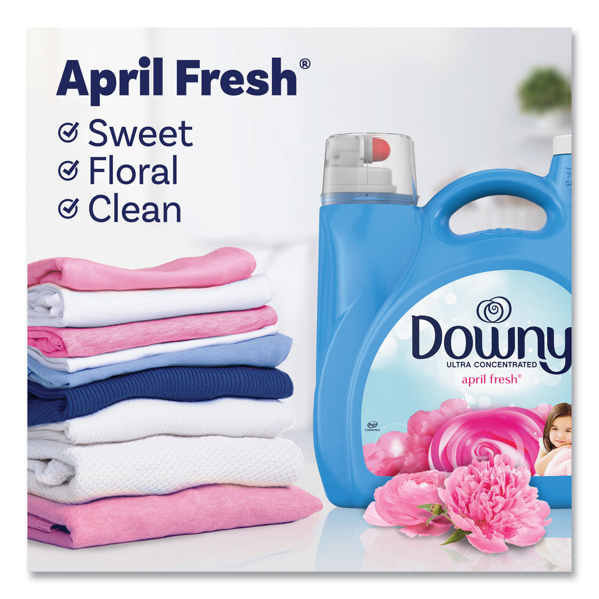 Downy Ultra Fabric Softener, Floral Scent, 190 Loads, 140 fl. oz, 4/Case