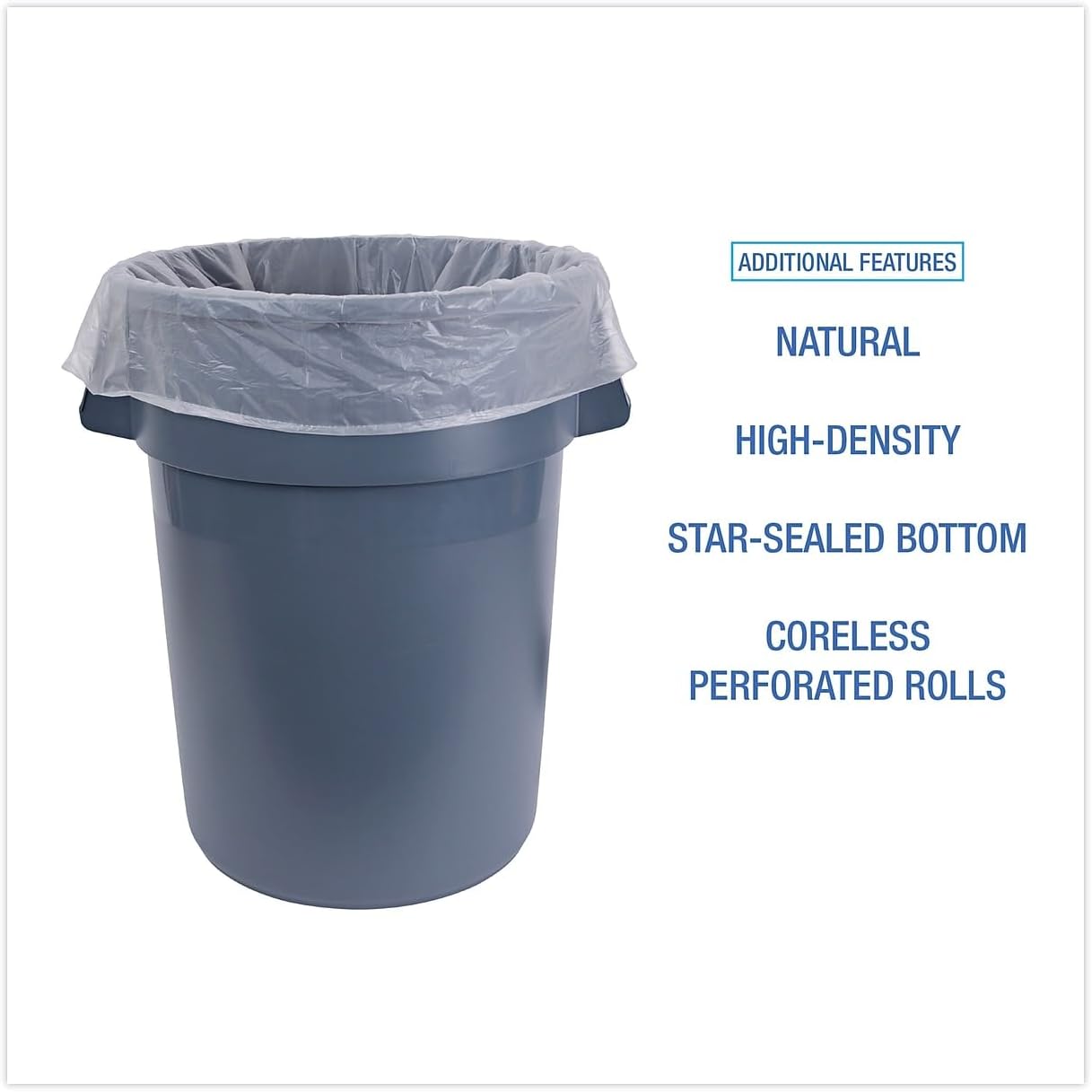 Boardwalk, Trash Bag, High Density, 45 Gal, 25 Bags/Roll, 6 Rolls/Case