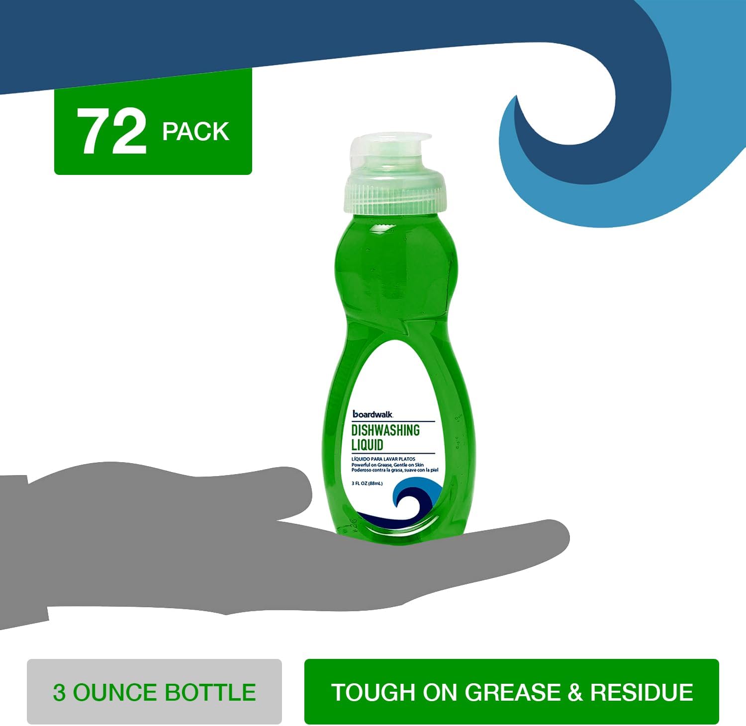 Boardwalk, Dish Soap, Fresh Scent, 3oz Bottle, 72/Case