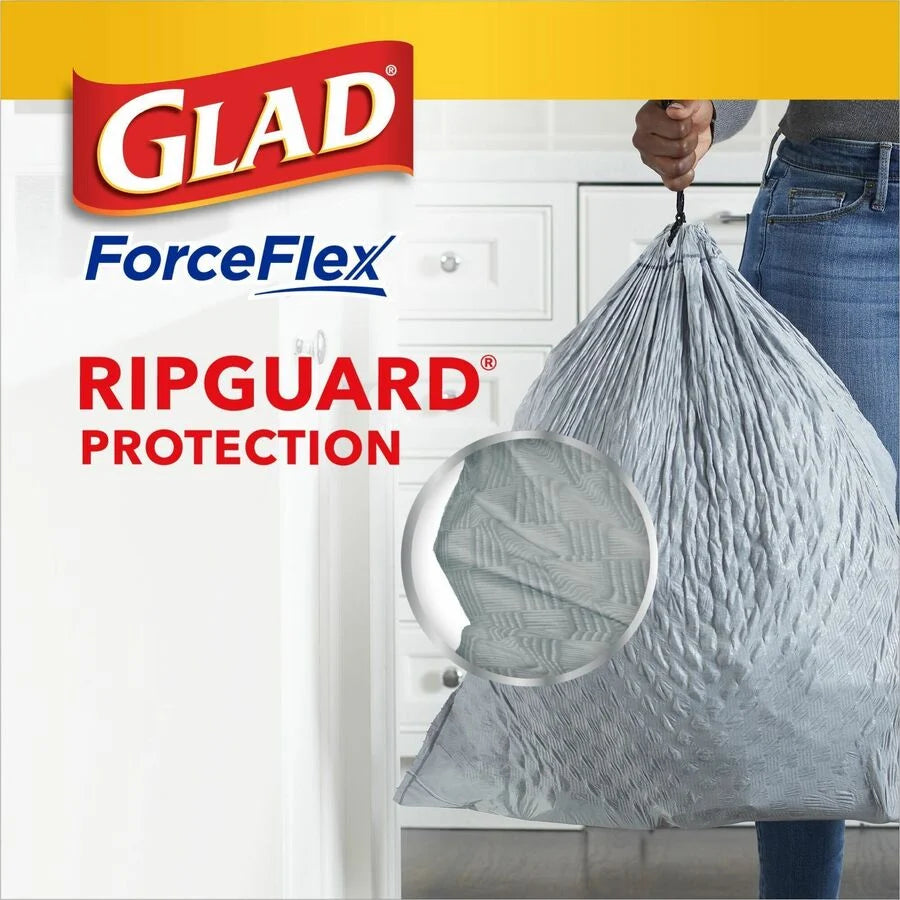 Glad Forceflex, Drawstring Trash Bags, 13 Gallon, Fresh Scent, 240/Case