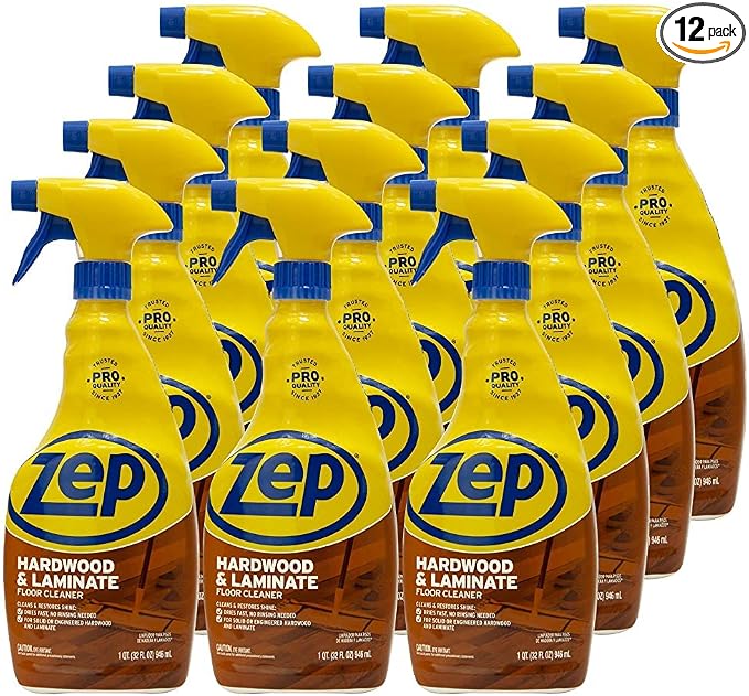 Zep Commercial Hardwood and Laminate Cleaner, 32 oz Spray Bottle, 12/Case